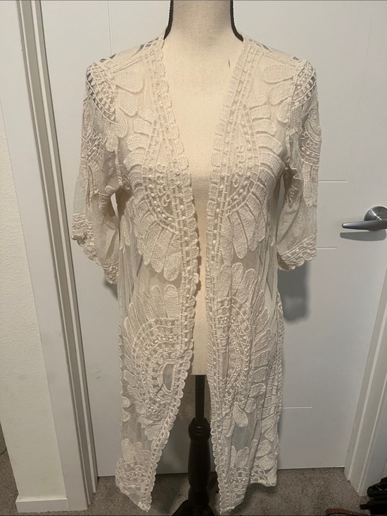 Other - Rebellion Off White Bohemian Open Kimono Resort Coastal Beach Vacation Pool